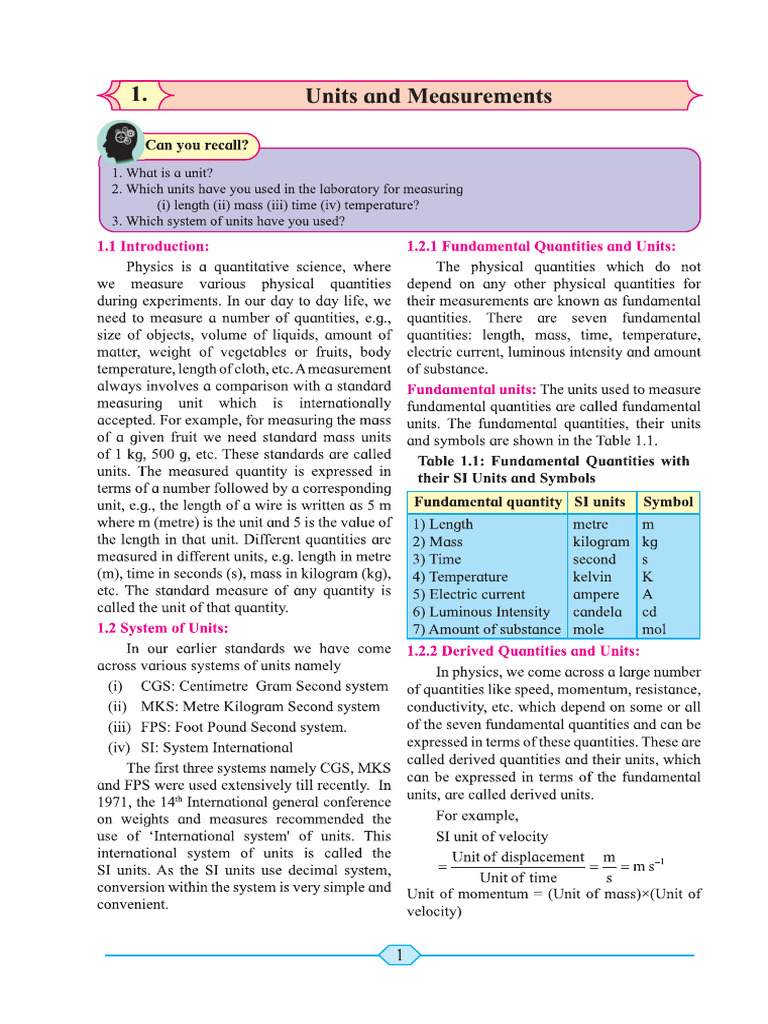 Units and Measurements | PDF