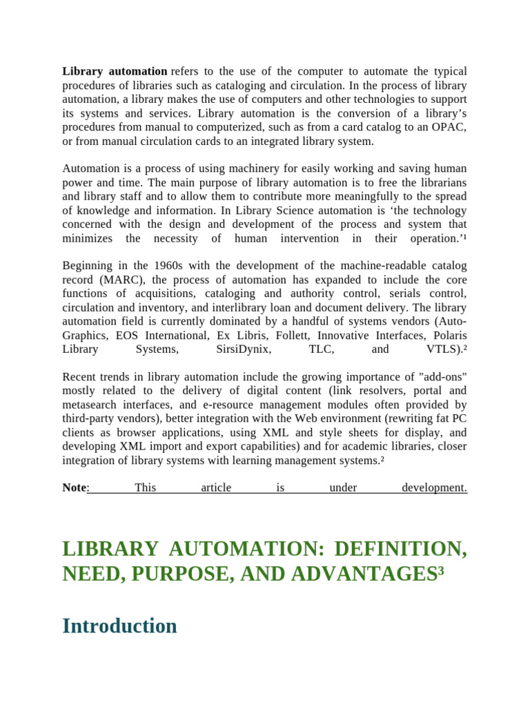 1.1 Definition and Historylibrary Automation | PDF | Libraries ...