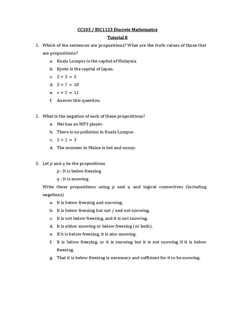 Tutorial 8 | PDF