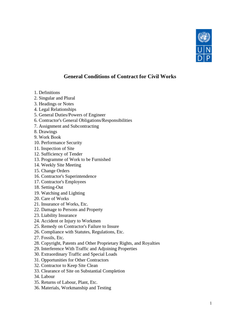 UNDP General Conditions of Contract For Civil Works | PDF | Indemnity ...