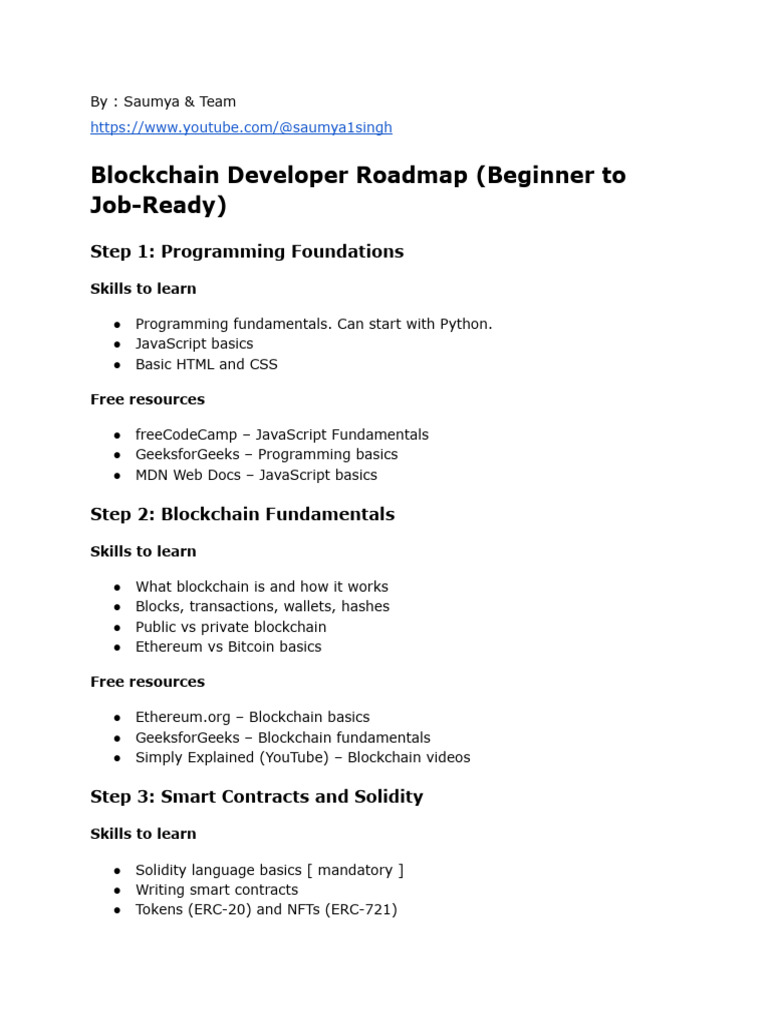 Roadmap Blockchain Developer | PDF | Distributed Computing ...