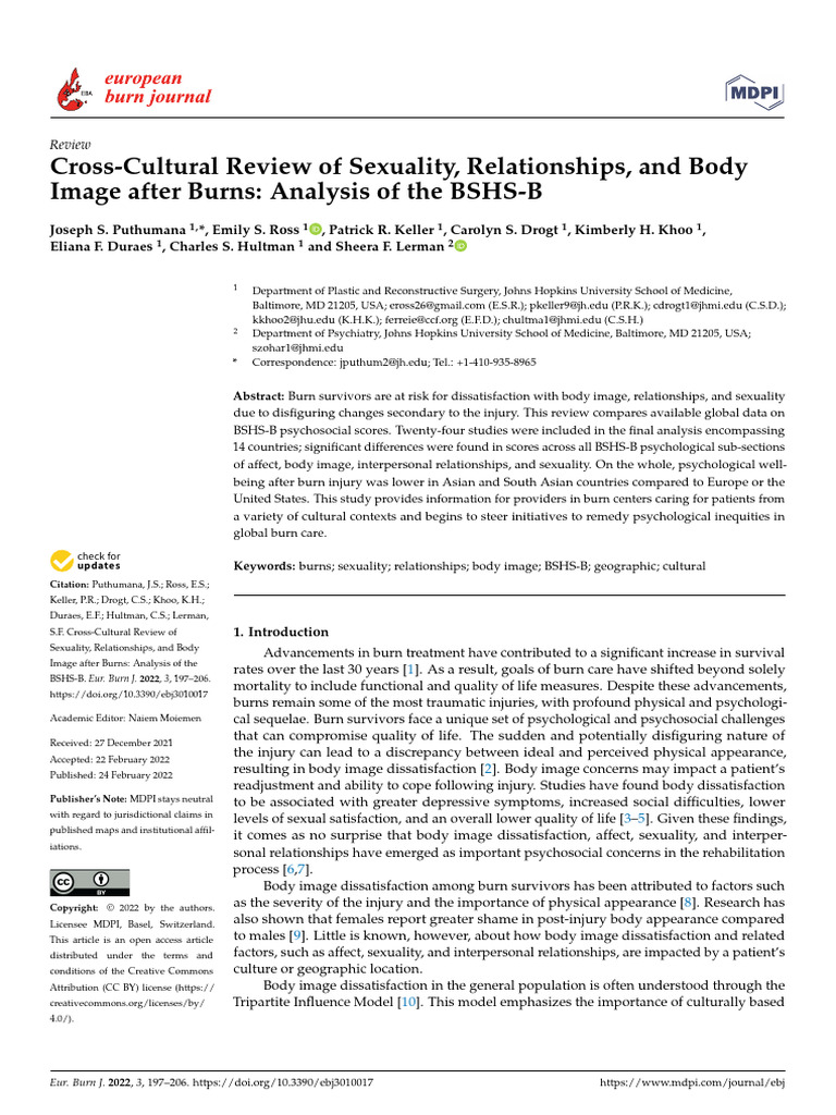 Cross-Cultural Review of Sexuality, Relationships, and Body Image after ...