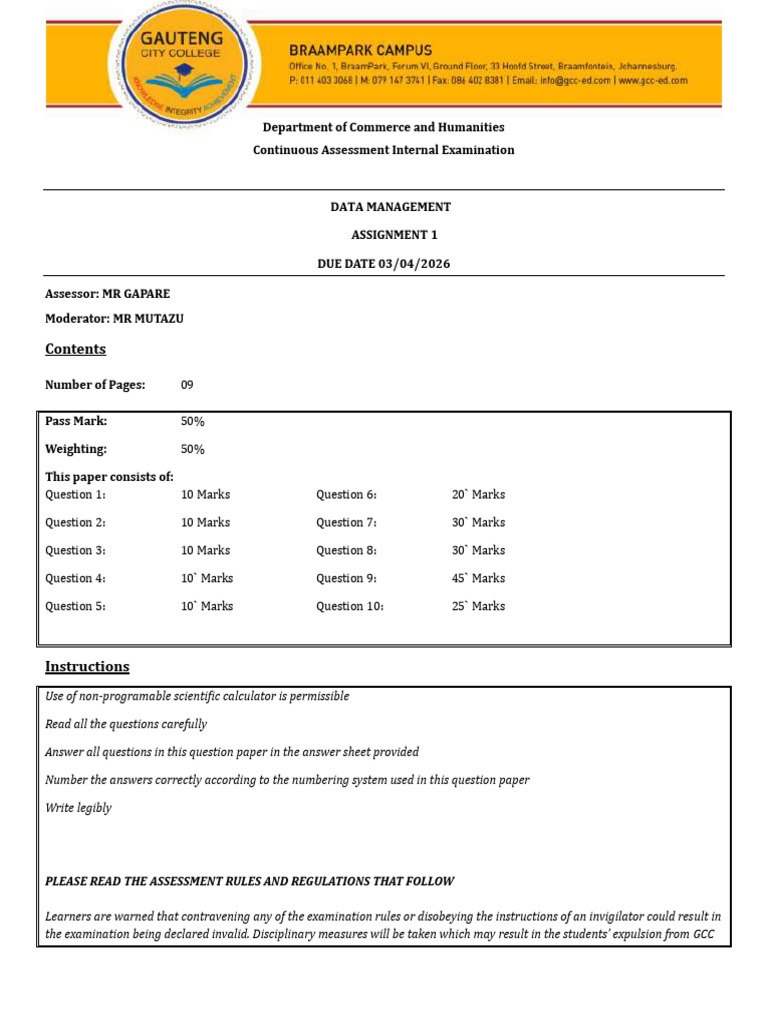 Assignment Data Management | PDF | Spreadsheet | Internet
