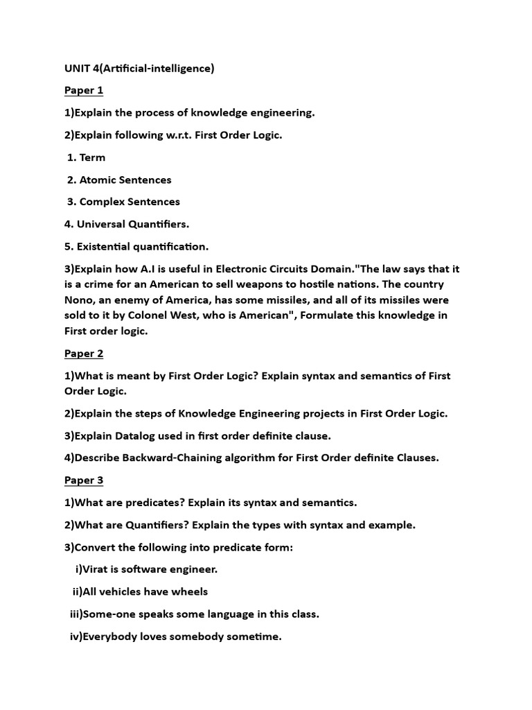 Unit 4 | PDF | Interpretation (Logic) | First Order Logic