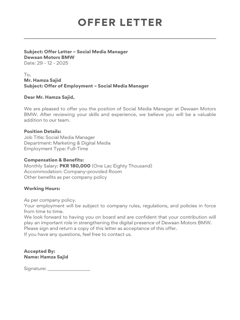 Offer Letter | PDF