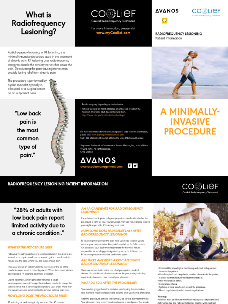 C151013 - Standard RF Patient Brochure - Avanos | PDF | Pain | Anesthesia