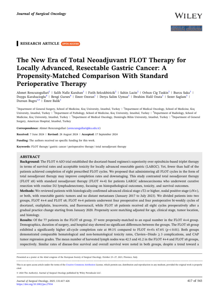 JSO - Neoadjuvant for Gastric Cancer | PDF | Therapy | Pathology