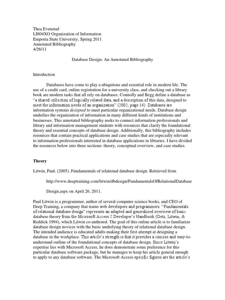 Database annotated bibliography picture