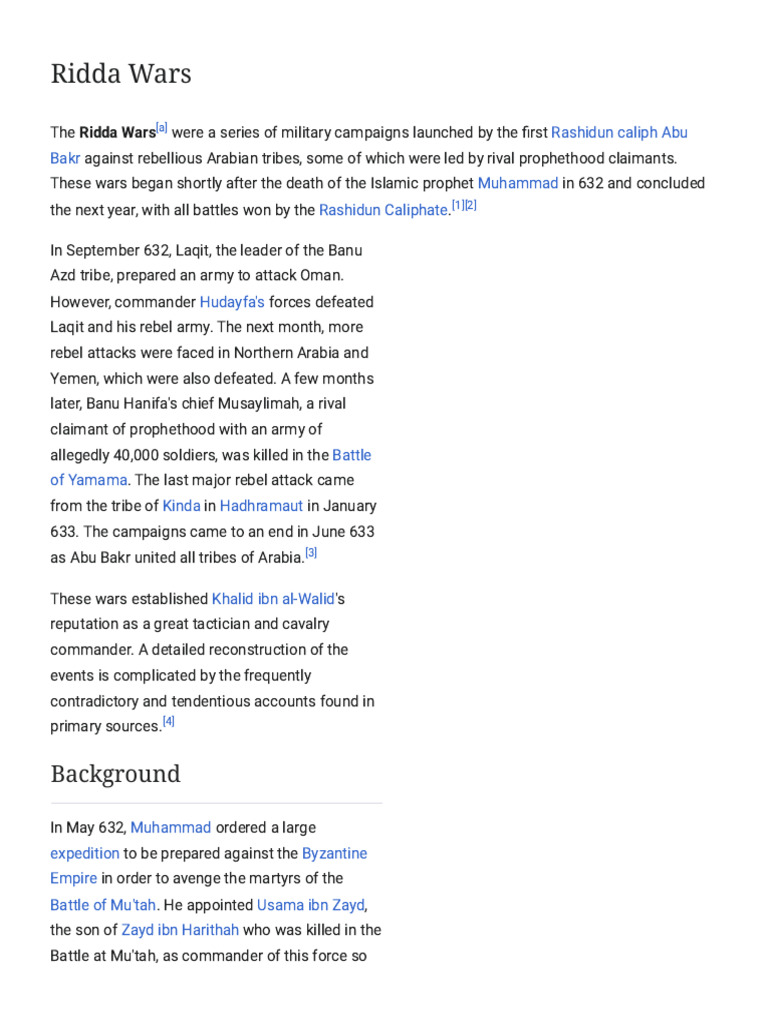 Ridda Wars - Wikipedia | PDF