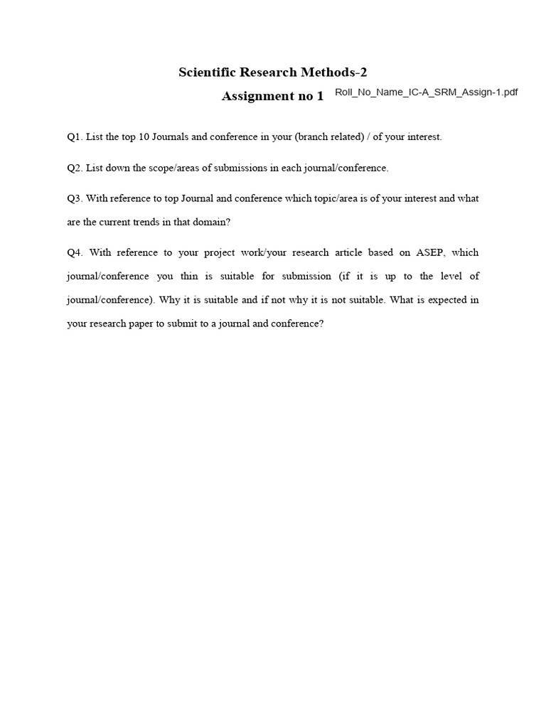 SRM-2 Assignment 1 | PDF