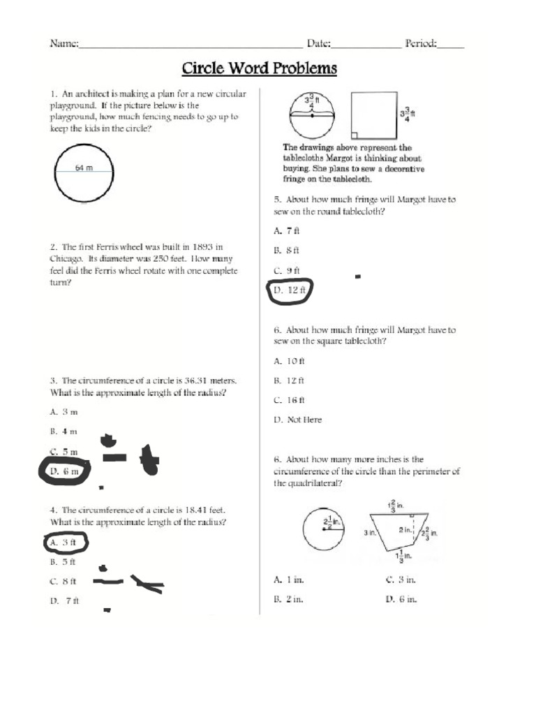 Annotated-Circle Word Problems | PDF