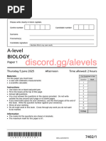 As Biology Paper 2 Mark Scheme June 2025 Final Version 10 | PDF ...