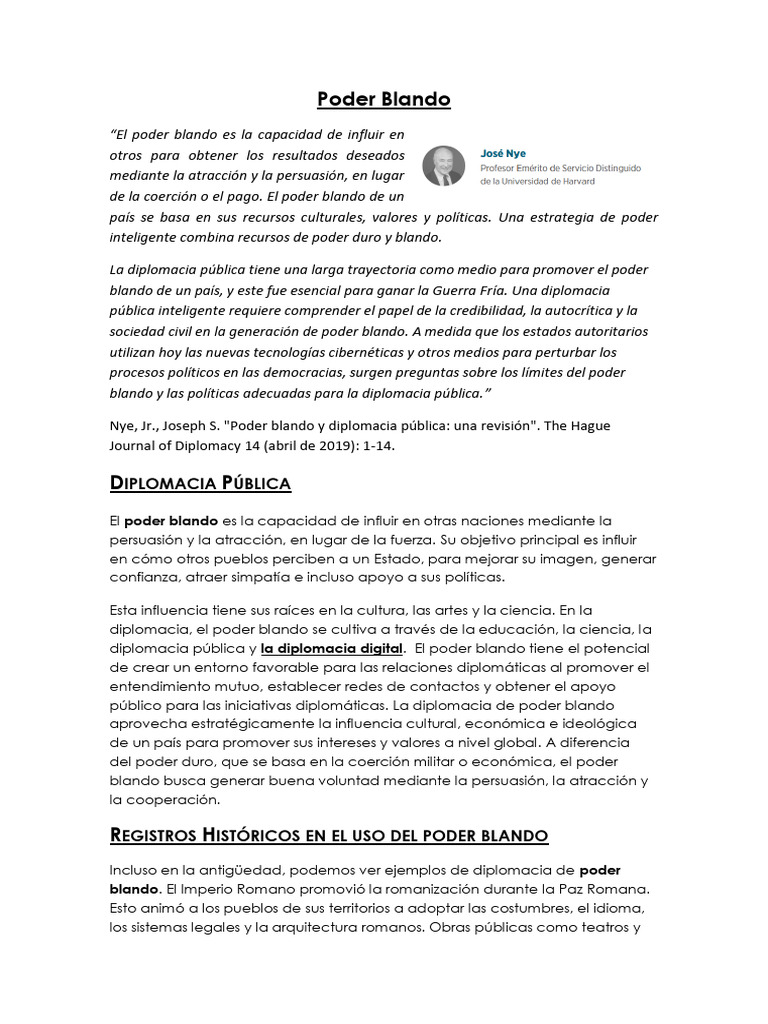Informe Poder Blando | PDF | Diplomacia pública | Poder suave