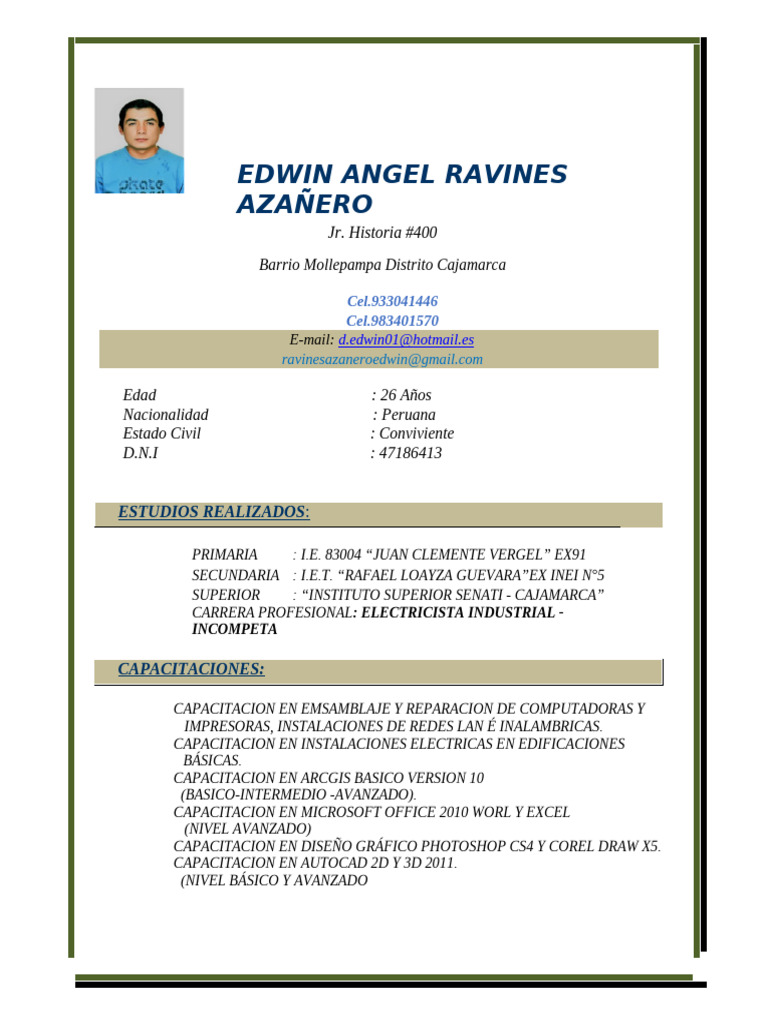 CV - Edwin 2016 | PDF | Informática | Microsoft