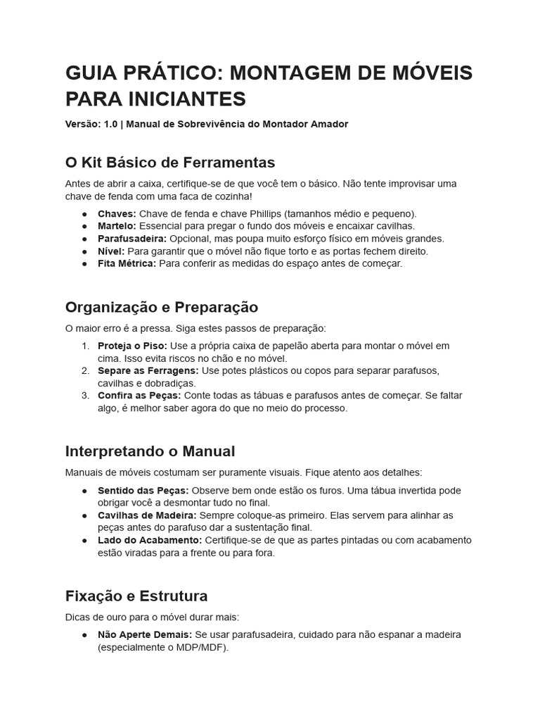 Guia Prático - Montagem de Móveis para Iniciantes | PDF | Parafuso