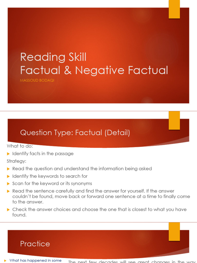 Reading Skill - Fact- Negative Fact | PDF | Wildlife | Renewable Energy