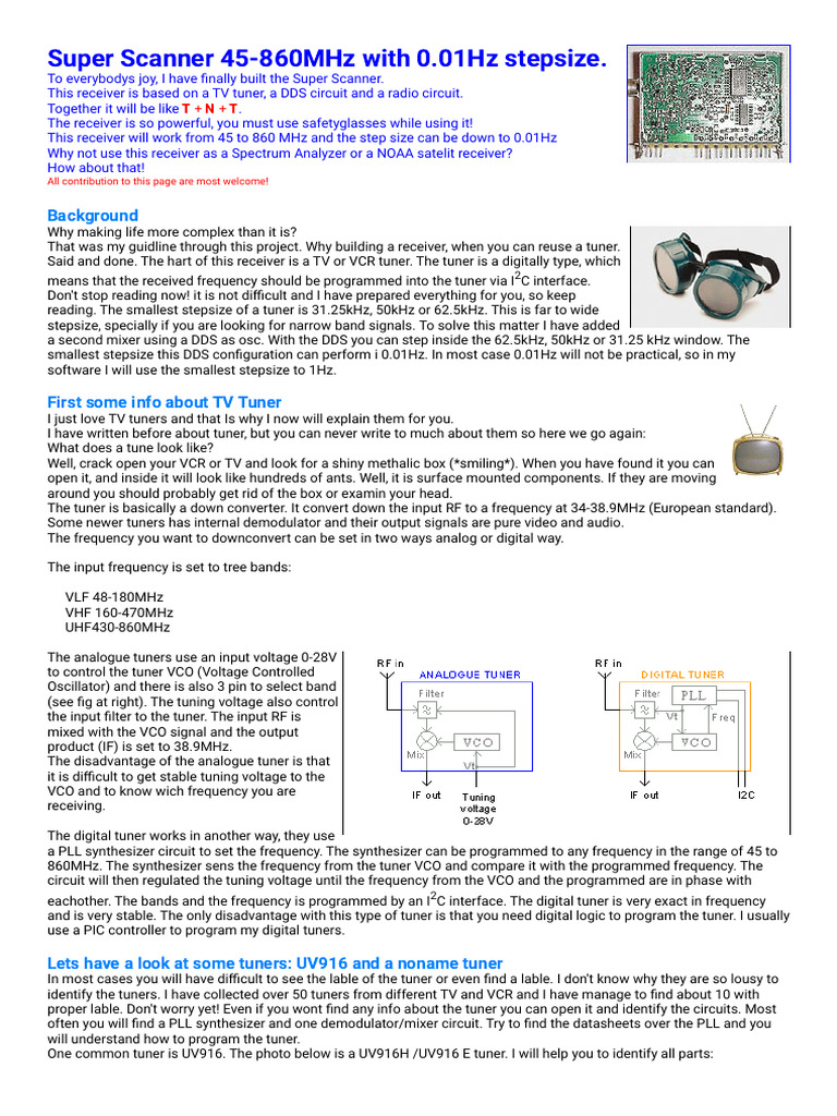 Super Scanner Based On A TV Tuner 45-860MHz in 0.01Hz Step | PDF ...