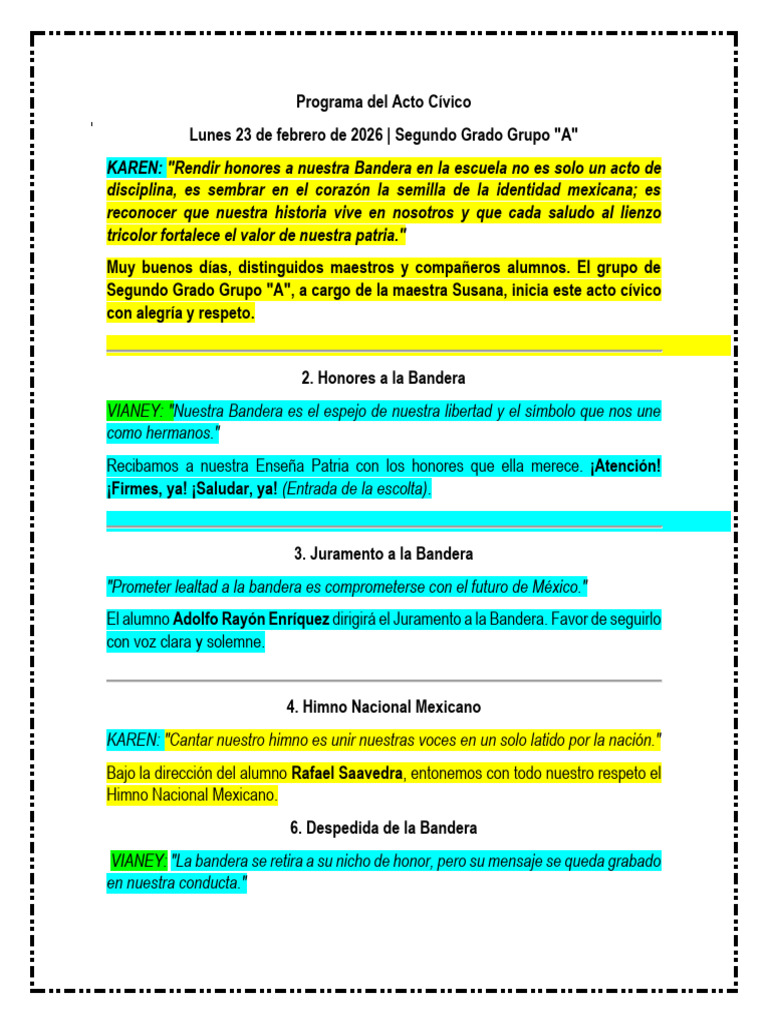 Programa Del Acto Cívico | PDF | México