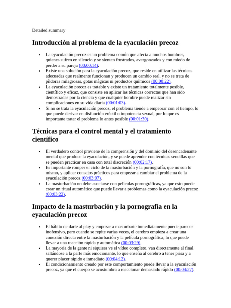 Introducción Al Problema de La Eyaculación Precoz | PDF | Masturbación ...