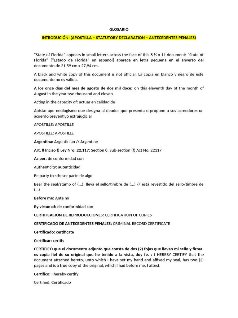 GLOSARIO - Introducción - Legal I | PDF | Sentencia (ley) | Queja