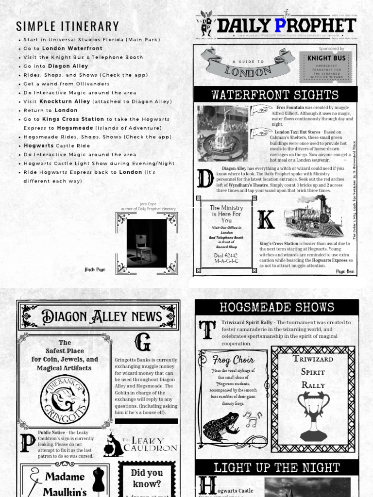 Daily Prophet Itinerary | PDF | Harry Potter | Fantasy