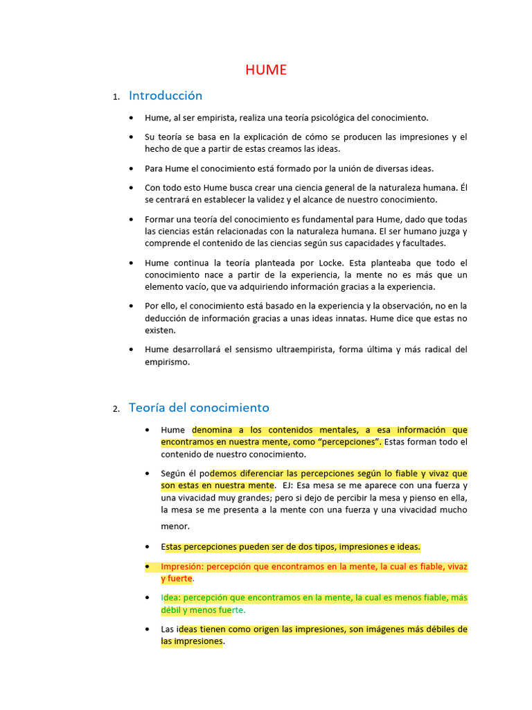 HUME 2.1 | PDF | David Hume | Empirismo