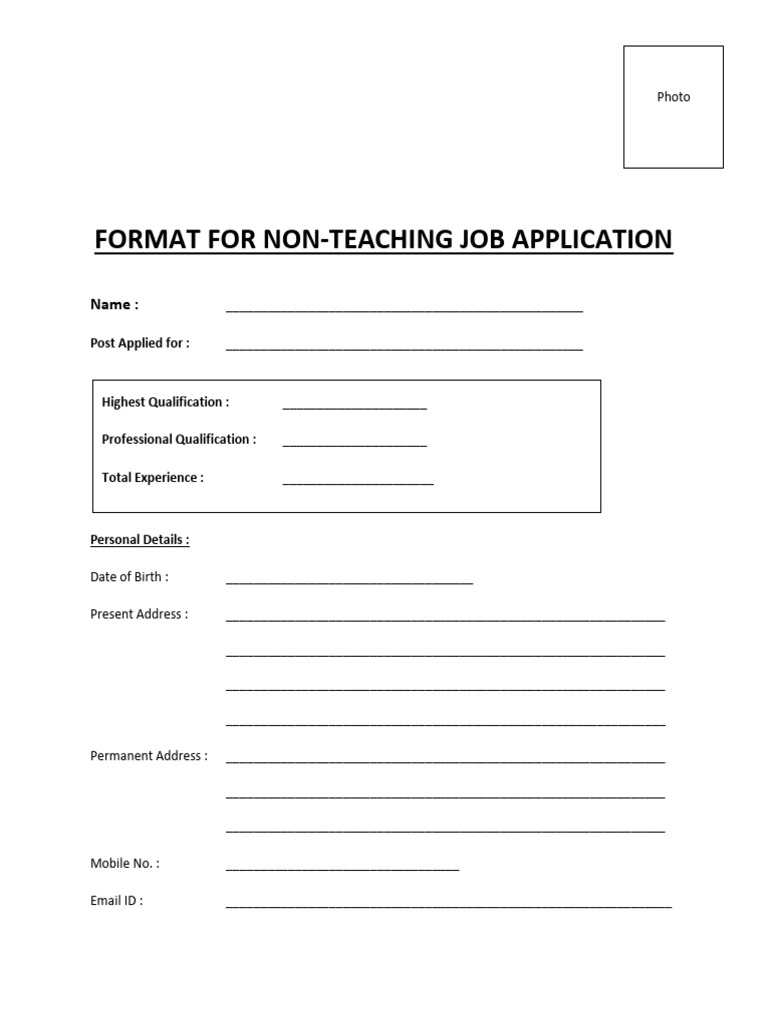 Format For Non-Teaching Job Application | PDF