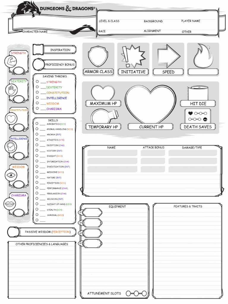 Editable Player Sheets Colour | PDF