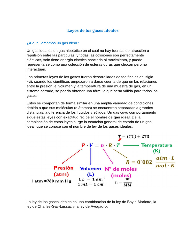 Leyes de Los Gases Ideales | PDF | Gases | Química Física