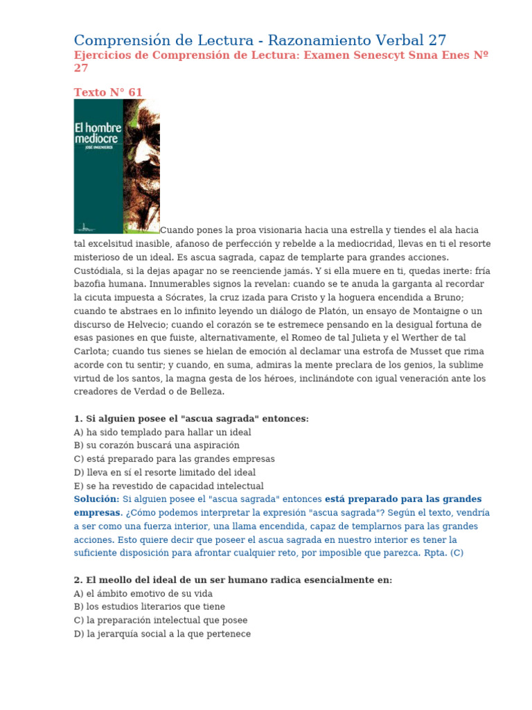 F 27 Razonamiento Verbal-Comprensión de Lectura | PDF | Verdad | Dogma