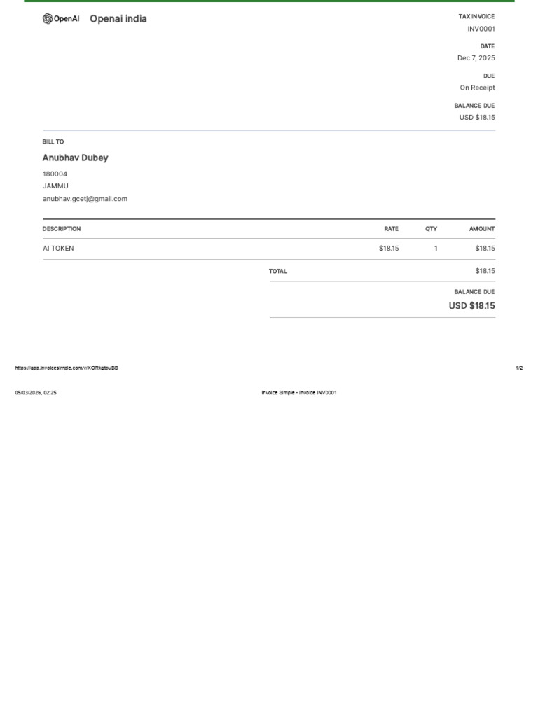 Invoice Simple - Invoice INV0001 | PDF