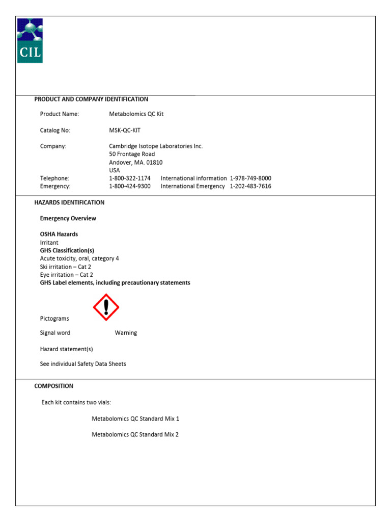 Msk Qc Kit Metabolomics+Qc+Kit+Msk Qc Kit+ +English+Us (1) | PDF ...