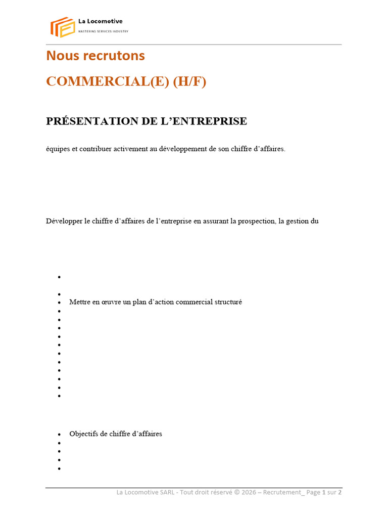 Fiche de Poste - Commercial - 0226 | PDF | Gestion de la relation ...