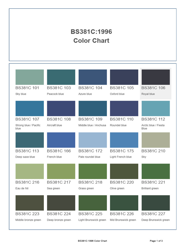 BS381C.1996 COLOR CHART (101-797) | PDF | Green | Color