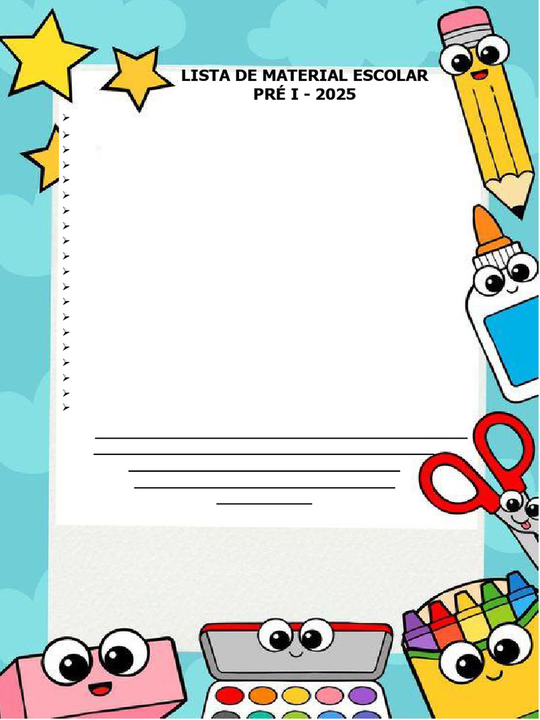 Lista de Material Escolar - Pré-I | PDF