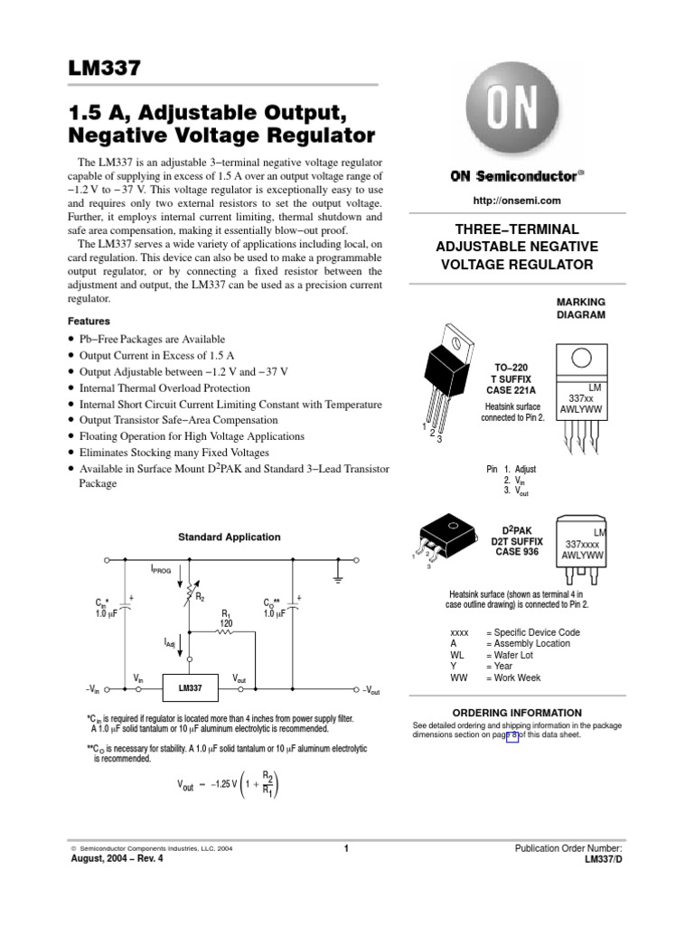 Datasheet de LM337 | Capacitor | Physical Quantities