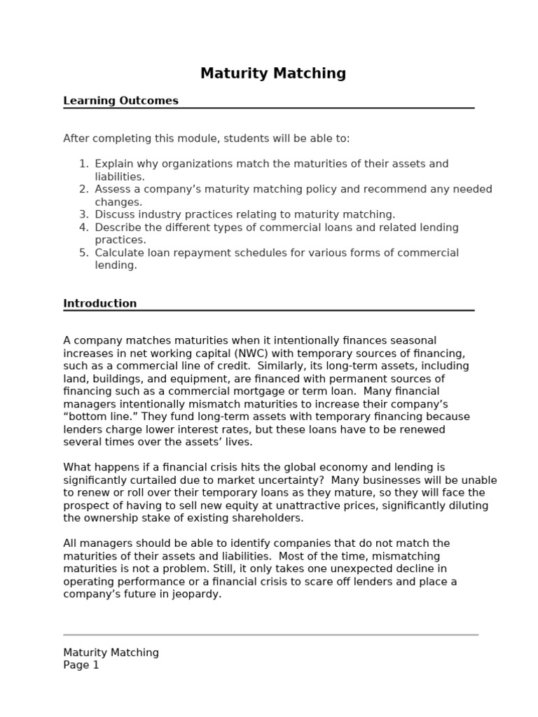 Readings - Maturity Matching | PDF | Mortgages | Loans