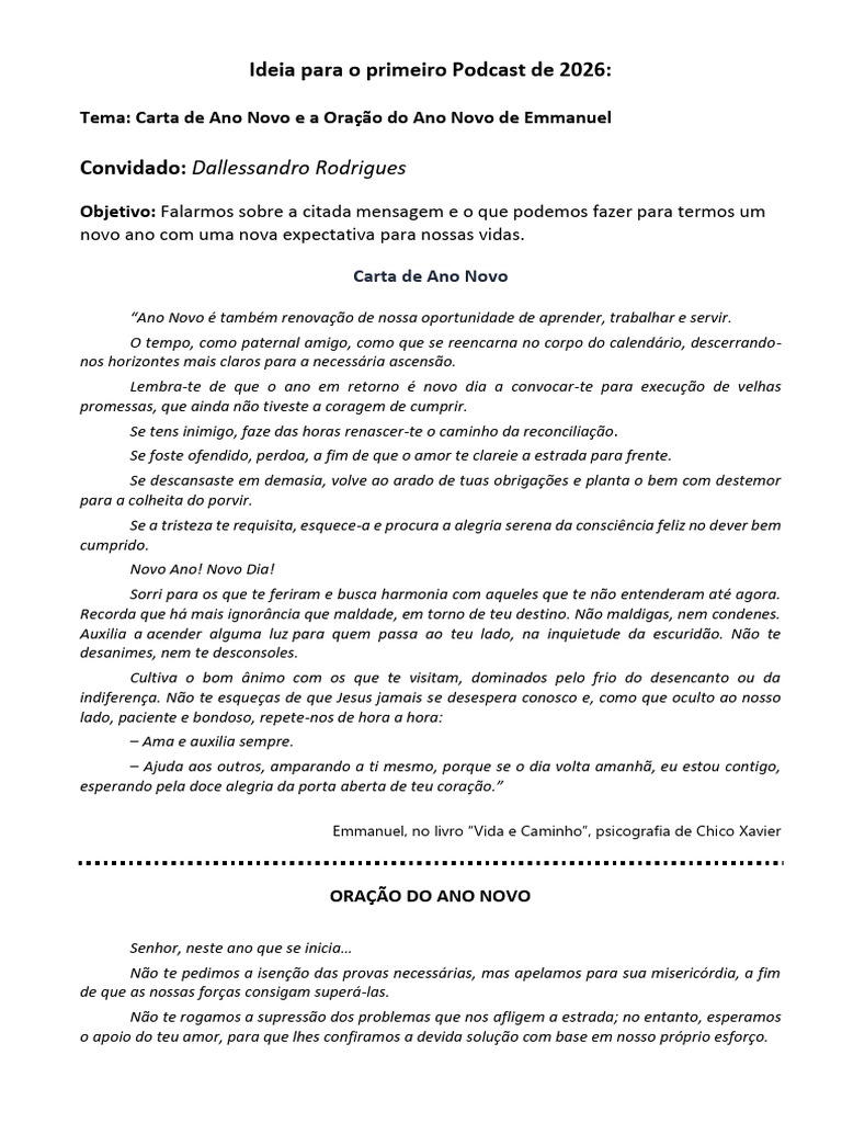 Mensagens de Emmanuel - Ano Novo | PDF