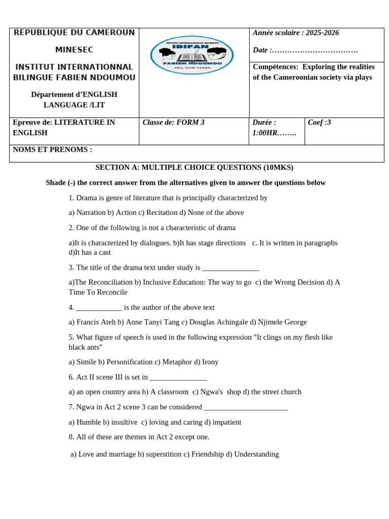 Lit Form 3 5th Evaluation | PDF