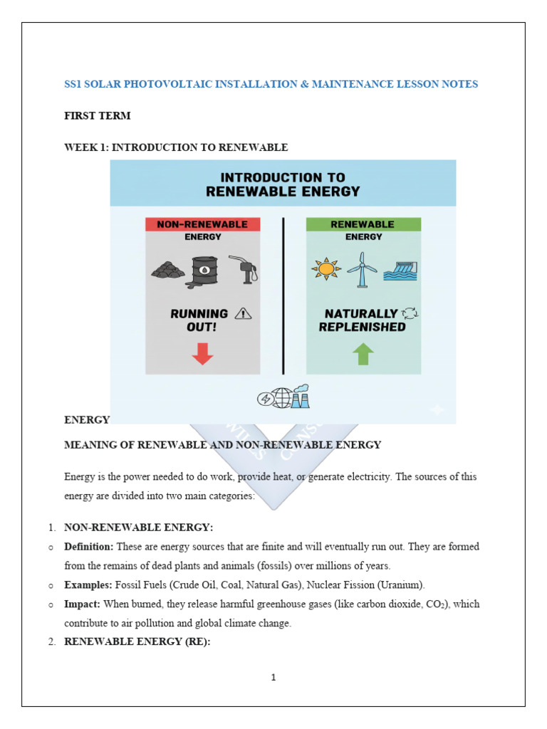 Ss1 Solar Photovoltaic Installation Lesson Notes | PDF | Power Inverter ...