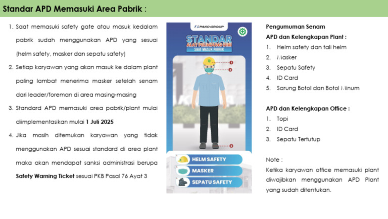Standard APD Masuk Pabrik | PDF