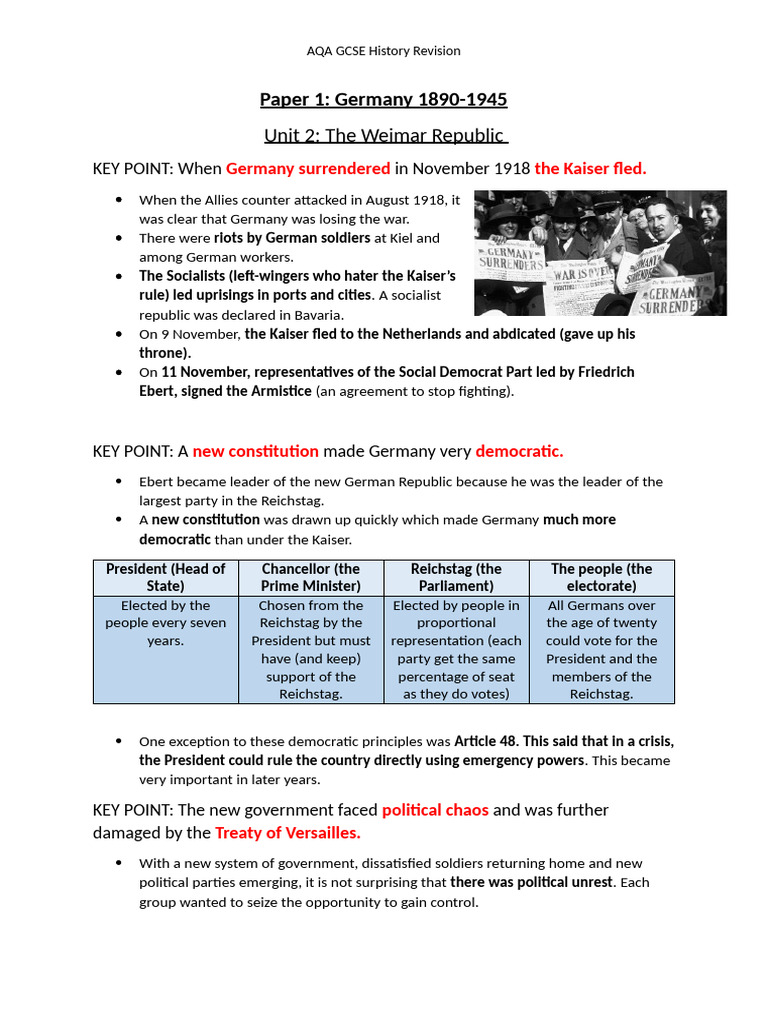 2. The Weimar Republic (1) | PDF | Weimar Republic | Reichstag (Weimar ...