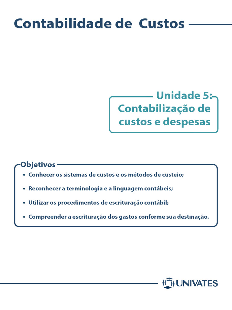 5.contabilizacao de Custos e Despesas | PDF | Contabilidade | Depreciação