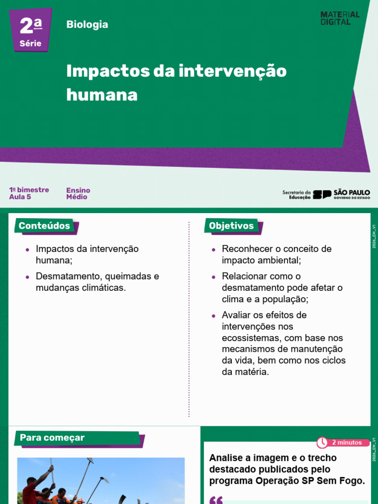 Impactos Da Intervenção Humana: Biologia | PDF | Desmatamento ...