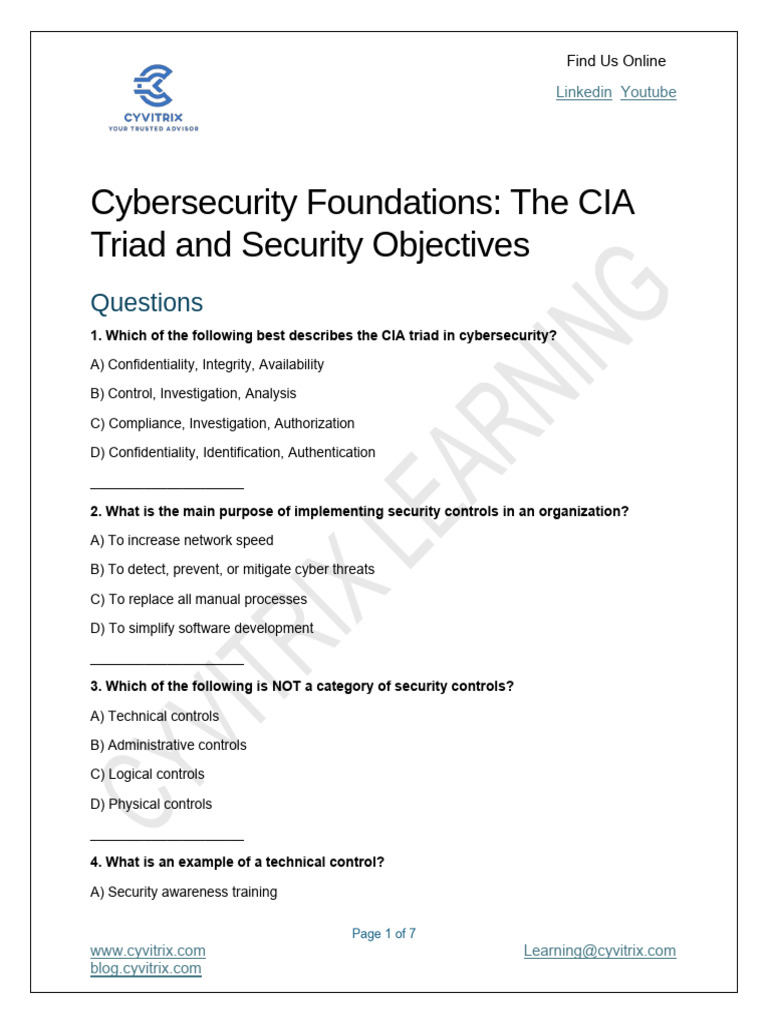 7+the+Security+Objective Mcqs | PDF | Information Security | Security