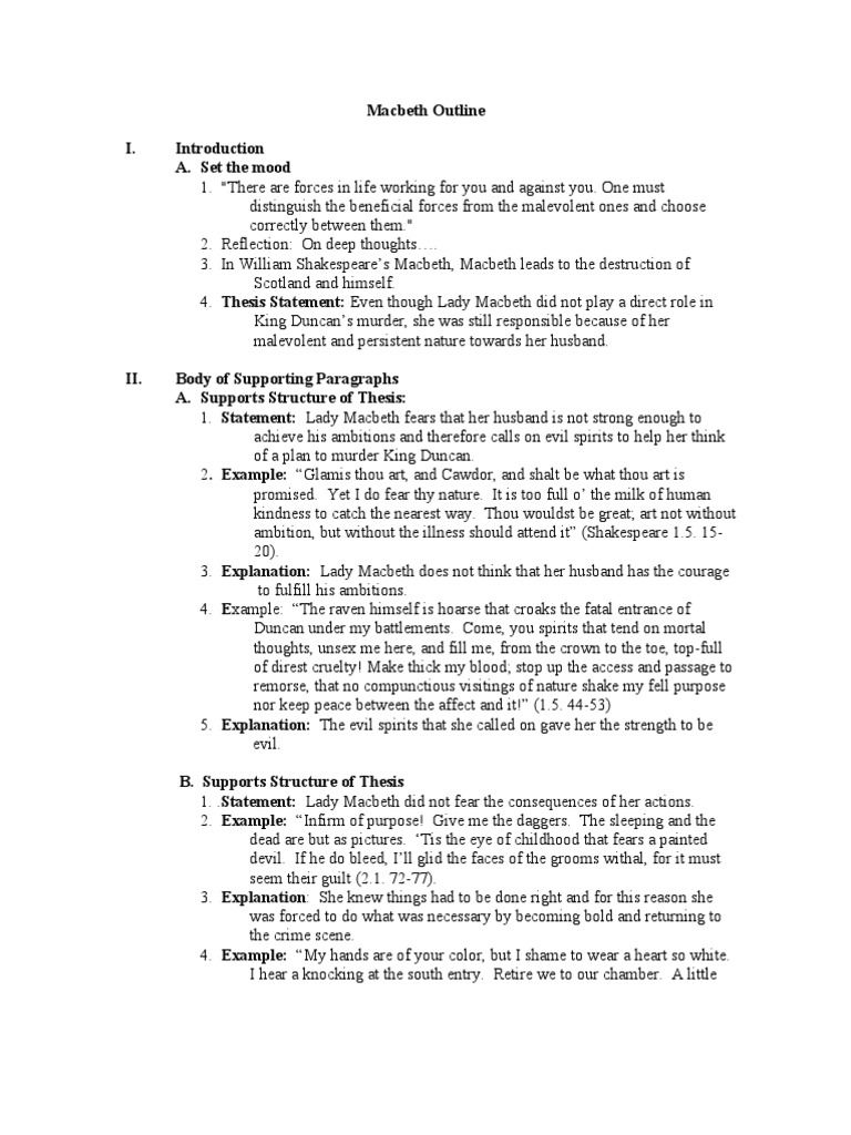 macbeth essay outline