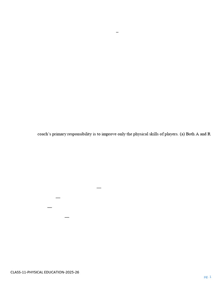 Ms Class 11 Pe Sample Paper 2025 26 | PDF | Anatomical Terms Of Motion