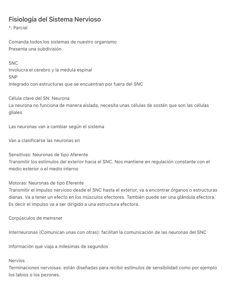 Fisiología Del Sistema Nervioso Corte 1 | PDF | Neurona | Sinapsis
