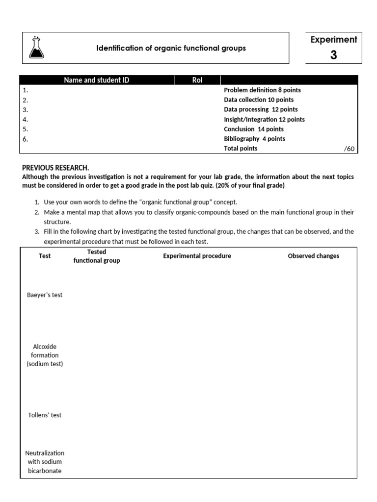 Experiment 3 _Organic Functional Groups | PDF | Experiment | Chemical ...
