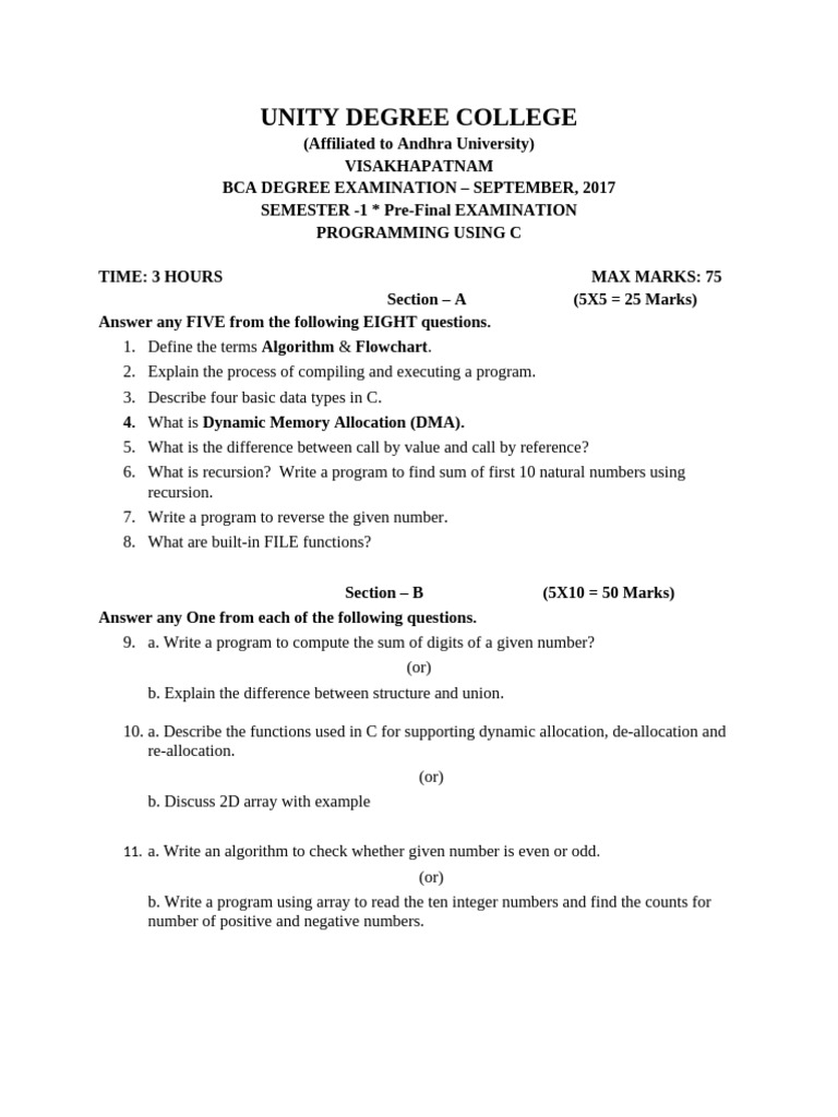BCA C Programming Set B | PDF | Numbers | Mathematics